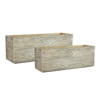 SÚPRAVA PODŠÁLOK NA VONKAJŠIE DEBNY, 2 KUSY, OBDĹŽNIKOVÝ TVAR, RUSTIKÁLNY EFEKT DREVA