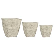 SÚPRAVA VONKAJŠÍCH KVETINÁČOV, 3 KUSY, 4 UHLY, "COUNTRY" BIELA