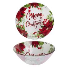 SKLENENÝ TANIER, POINSETTIA, ČERVENÁ