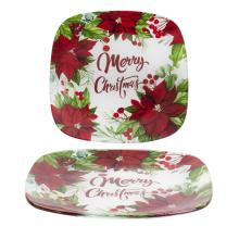 SKLENENÁ MISKA, ŠTVORCOVÁ, POINSETTIA, ČERVENÁ