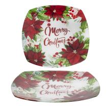 SKLENENÝ TANIER, POINSETTIA, ČERVENÁ