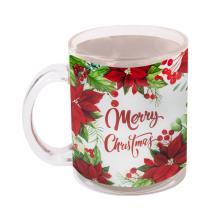 SKLENENÝ HRNČEK S POINSETTIAMI, ČERVENÝ