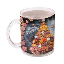 SKLENENÝ HRNČEK, VZOR PERNÍKOV, HNEDÝ