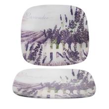 SKLENENÁ MISKA, ŠTVORCOVÁ, LEVANDUĽOVÝ VZOR, FIALOVÁ