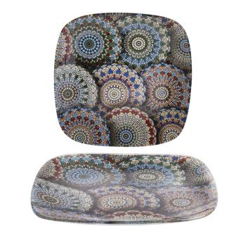 SKLENENÁ MISKA, ŠTVORCOVÁ, VZOR MANDALA