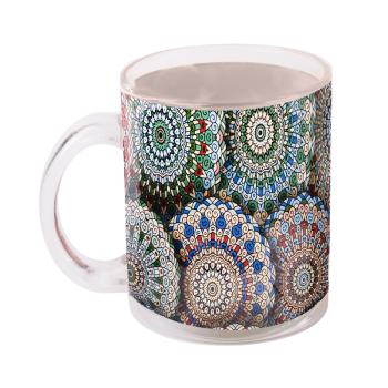 SKLENENÝ HRNČEK S MANDĽOVÝM VZOROM