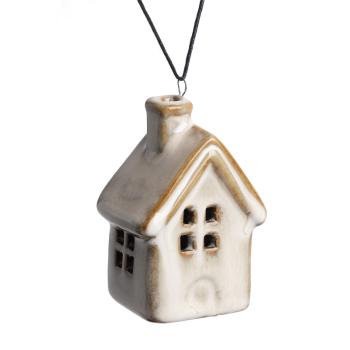 KERAMICKÝ ZÁVESNÝ DOMČEK, HNEDÝ