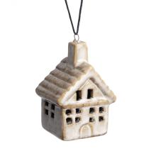 KERAMICKÝ ZÁVESNÝ DOMČEK, HNEDÝ