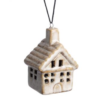 KERAMICKÝ ZÁVESNÝ DOMČEK, HNEDÝ