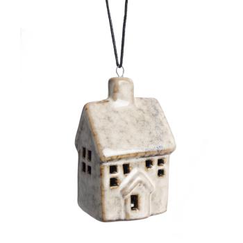 KERAMICKÝ ZÁVESNÝ DOMČEK, HNEDÝ