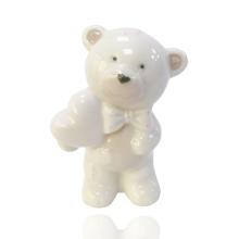 KERAMICKÝ MEDVEĎ SO SRDCOM A MOTÝLIKOM, RUŽOVÝ