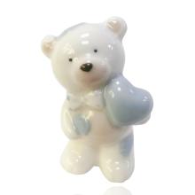 KERAMICKÝ MEDVEĎ SO SRDCOM A MOTÝLIKOM, MODRÝ