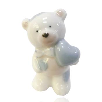 KERAMICKÝ MEDVEĎ SO SRDCOM A MOTÝLIKOM, MODRÝ