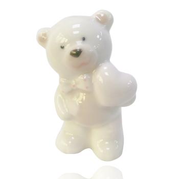 KERAMICKÝ MEDVEĎ SO SRDCOM A MOTÝLIKOM, RUŽOVÝ