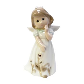 KERAMICKÝ ANJEL V KVETINOVÝCH ŠATÁCH, ZÁVES BIELY