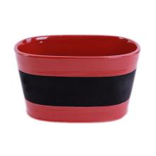 KERAMICKÁ VÁZA, OVÁLNA, S POVRCHOM NA PÍSANIE, BORDOVÁ