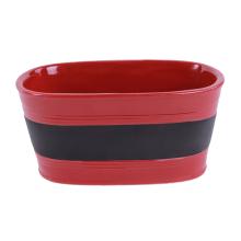 KERAMICKÁ VÁZA, OVÁLNA, S POVRCHOM NA PÍSANIE, BORDOVÁ