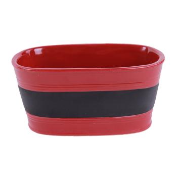 KERAMICKÁ VÁZA, OVÁLNA, S POVRCHOM NA PÍSANIE, BORDOVÁ