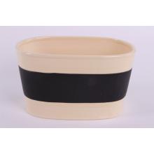 KERAMICKÝ HRNIEC, OVÁLNY, S PÍSACOU PLOCHOU, KRÉMOVÝ