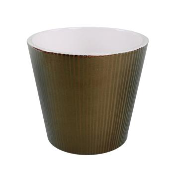 KERAMICKÁ VÁZA V TVARE PÍSMENA "V", BRONZOVÝ PRUH