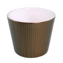 KERAMICKÁ VÁZA V TVARE PÍSMENA "V", BRONZOVÝ PRUH