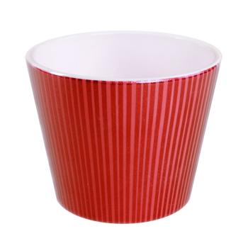 KERAMICKÁ VÁZA, TVAR "V", BORDOVÝ PRUH