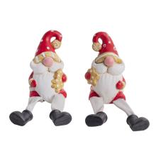 KERAMICKÝ ŠKRIATOK SANTA CLAUS S VISIACIMI NOHAMI, ČERVENÝ