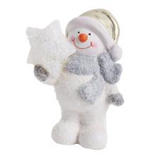 KERAMICKÝ SNEHULIAK S LED DIÓDOU A HVIEZDOU, BIELY