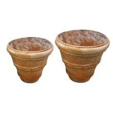 VONKAJŠÍ KVETINÁČ Z UMELÉHO KAMEŇA, 2 KUSY, S OKRAJOM, TERAKOTA