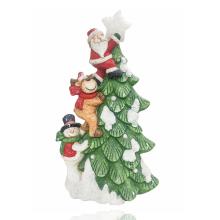 VONKAJŠIA OSVETLENÁ BOROVICA S LED DIÓDOU, SNEHULIAKOM, SOBOM A SANTA CLAUSOM, ZELENÁ