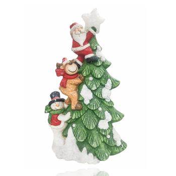 VONKAJŠIA OSVETLENÁ BOROVICA S LED DIÓDOU, SNEHULIAKOM, SOBOM A SANTA CLAUSOM, ZELENÁ