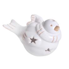 TERAKOTOVÁ ŠATKA S VTÁČIKMI, BIELA GLAZÚRA