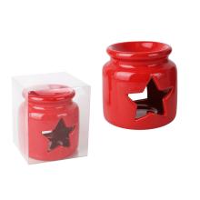 KERAMICKÉ OLEJOVÉ PODLOŽKY, AŽUROVÝ HVIEZDICOVÝ VZOR, ČERVENÉ