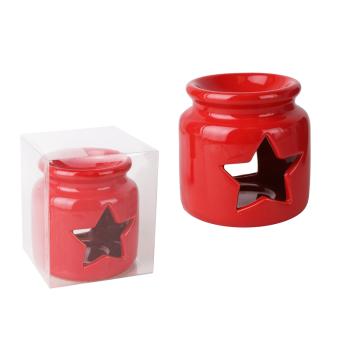 KERAMICKÉ OLEJOVÉ PODLOŽKY, AŽUROVÝ HVIEZDICOVÝ VZOR, ČERVENÉ