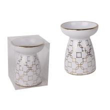 KERAMICKÁ OLEJOMAĽBA, ZLATÝ ORNAMENTÁLNY VZOR, BIELA