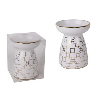 KERAMICKÁ OLEJOMAĽBA, ZLATÝ ORNAMENTÁLNY VZOR, BIELA