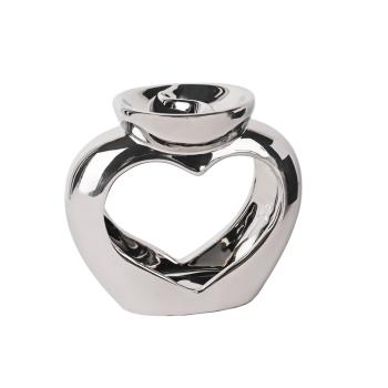 KERAMICKÁ OLEJOVÁ PODLOŽKA V TVARE SRDCA, STRIEBORNÁ