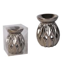 KERAMICKÉ OLEJOVÉ PODLOŽKY, AŽUROVÝ KOSOŠTVORCOVÝ VZOR, STRIEBRO