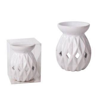 KERAMICKÉ OLEJOVÉ PODLOŽKY, AŽUROVÝ KOSOŠTVORCOVÝ VZOR, BIELE