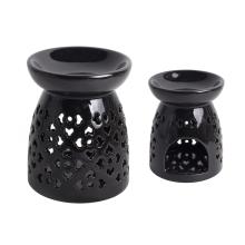 KERAMICKÁ OLEJOMAĽBA, AŽUROVÝ KVETINOVÝ VZOR, ČIERNA