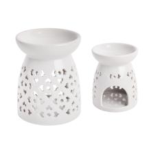 KERAMICKÁ OLEJOMAĽBA, AŽUROVÝ KVETINOVÝ VZOR, BIELA