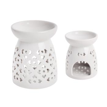 KERAMICKÁ OLEJOMAĽBA, AŽUROVÝ KVETINOVÝ VZOR, BIELA