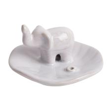 KERAMICKÝ KADIDELNÍK, OKRÚHLY, SO SLONOM, BIELY