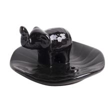 KERAMICKÝ KADIDELNÍK, OKRÚHLY, SO SLONOM, ČIERNY