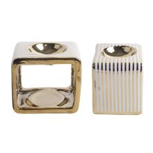 KERAMICKÝ OLEJOM NATRETÝ RÁM ZLATÝ/BIELY PRUH