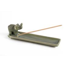 KERAMICKÝ KADIDELNÍK+SLON ZELENÝ 20CM ZELENÝ