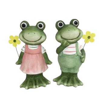 KERAMICKÁ ŽABA CHLAPEC ALEBO DIEVČA, STOJACA