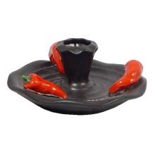 KERAMICKÝ SVIETNIK S PAPRIKOU, ČIERNY