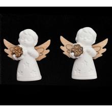 KERAMIKA, ANJEL, DREVENÉ KRÍDLO, ĎATELINA, BIELA PRÍRODNÁ