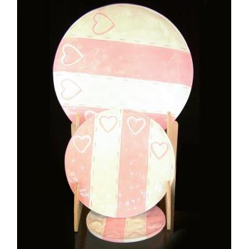 KERAMICKÁ SÚPRAVA TANIEROV, 3 KUSY, SRDCE, RUŽOVO-KRÉMOVÁ